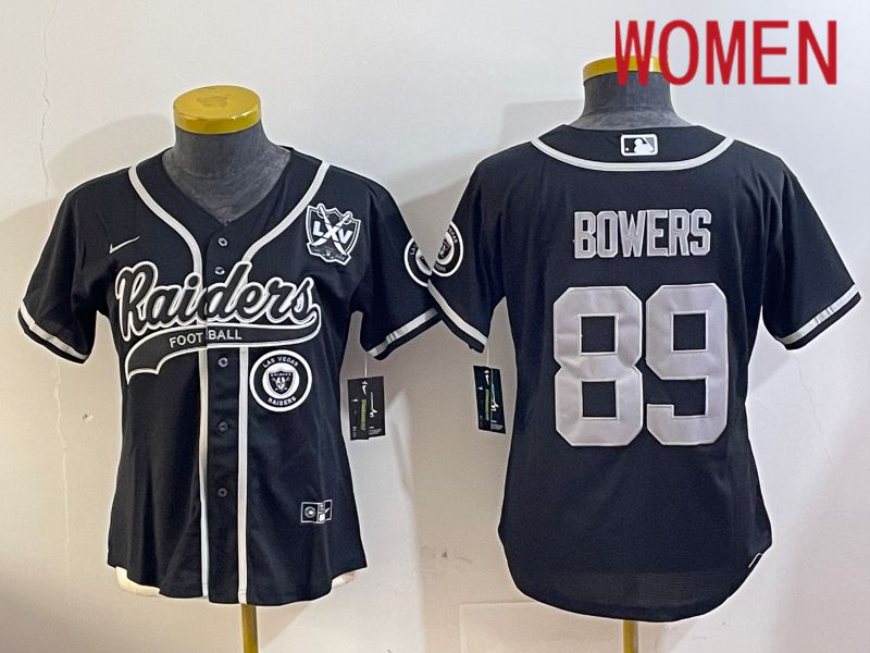 Women Oakland Raiders #89 Bowers Black Joint Name 2024 Nike Limited NFL Jersey style 4